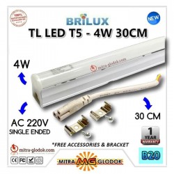 LED Neon Pendek TL T5 Tube AC 220V 4W 30 cm - WHITE | Brilux - Single E